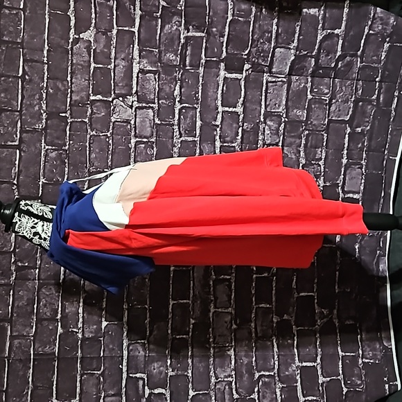 PINK Victoria's Secret Hoodie Pullover size Lg Red/White/Blue & Pink NWT - Picture 3 of 8